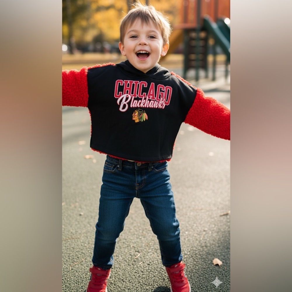 NHL Chicago Blackhawks Red and Black Kids Hoodie